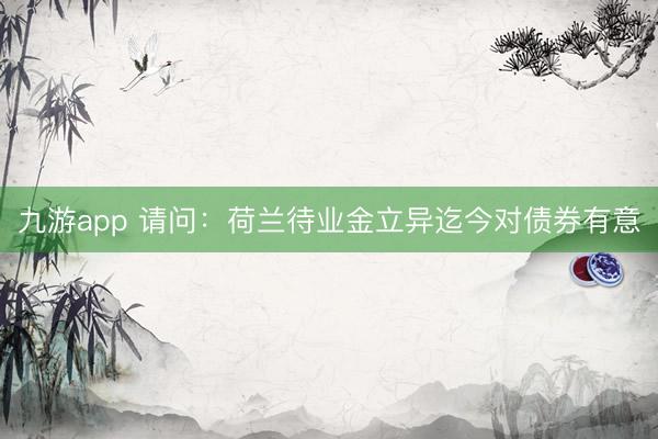 九游app 请问：荷兰待业金立异迄今对债券有意