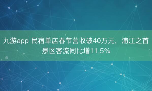 九游app 民宿单店春节营收破40万元，浦江之首景区客流同比增11.5%