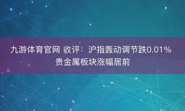 九游体育官网 收评：沪指轰动调节跌0.01% 贵金属板块涨幅居前