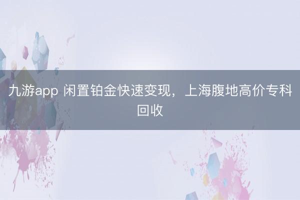 九游app 闲置铂金快速变现，上海腹地高价专科回收