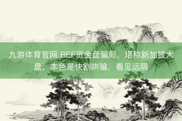 九游体育官网 BEF资金盘骗局，堪称新加披大盘，本色是快割哄骗，看见远隔
