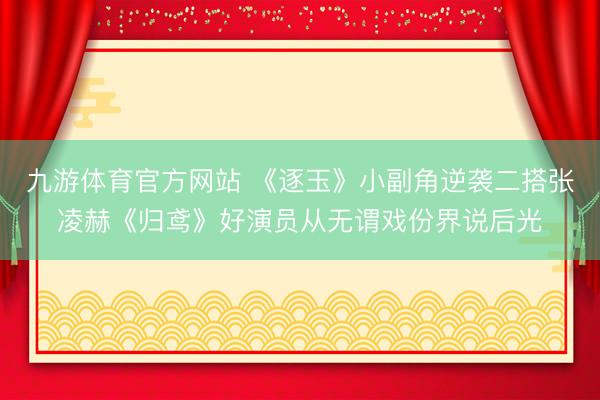 九游体育官方网站 《逐玉》小副角逆袭二搭张凌赫《归鸢》好演员从无谓戏份界说后光