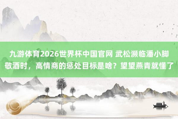 九游体育2026世界杯中国官网 武松濒临潘小脚敬酒时,高情商的惩处目标是啥?望望燕青就懂了