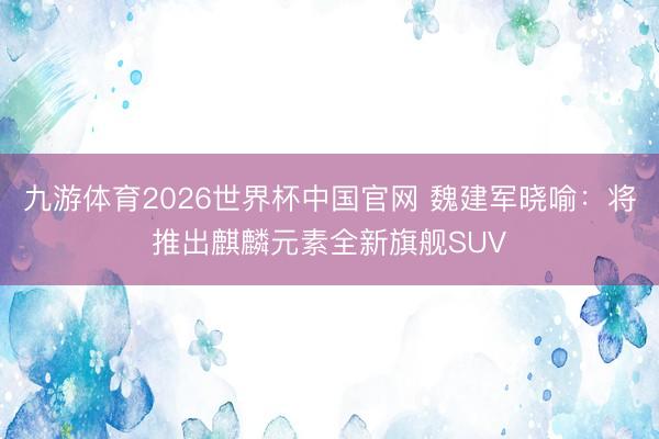 九游体育2026世界杯中国官网 魏建军晓喻:将推出麒麟元素全新旗舰SUV