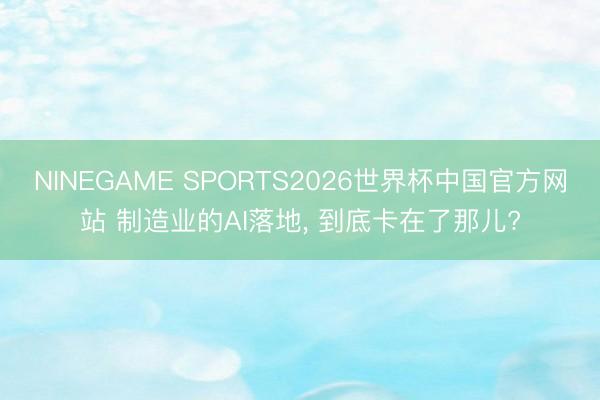 NINEGAME SPORTS2026世界杯中国官方网站 制造业的AI落地, 到底卡在了那儿?